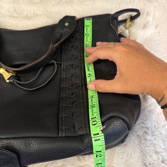 Aimee Kestenberg Black Pebbled Leather Satchel Tote Bag With Gold Hardware - Picture 13 of 13